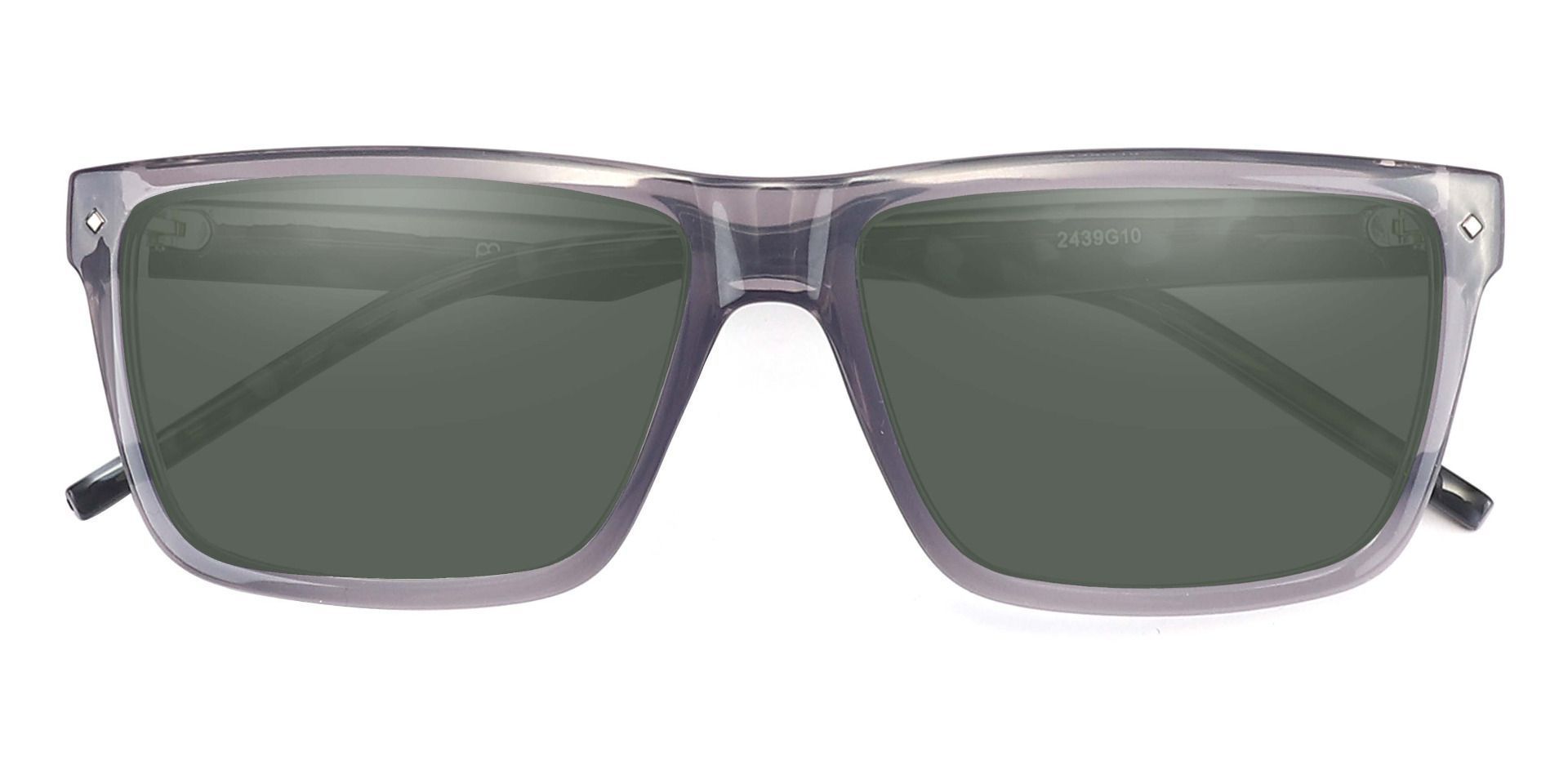 Marietta Rectangle Lined Bifocal Sunglasses - Gray Frame With Green Lenses