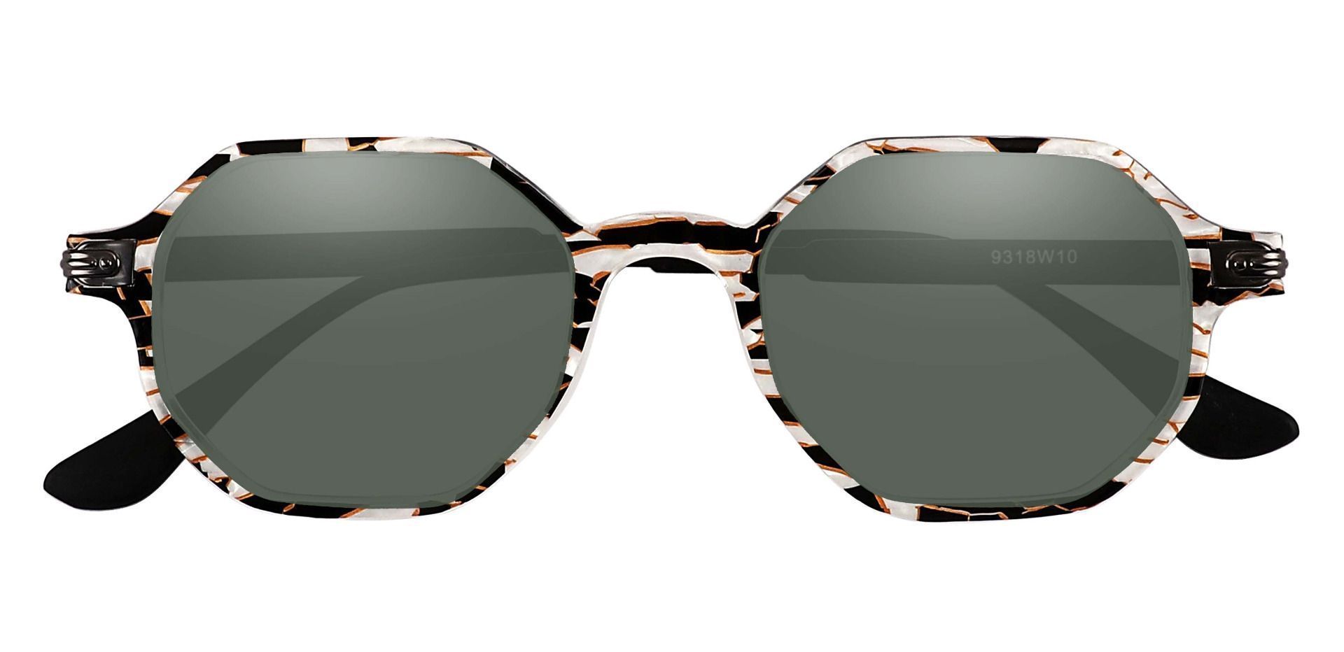 Bogart Geometric Prescription Sunglasses - Floral Frame With Green Lenses