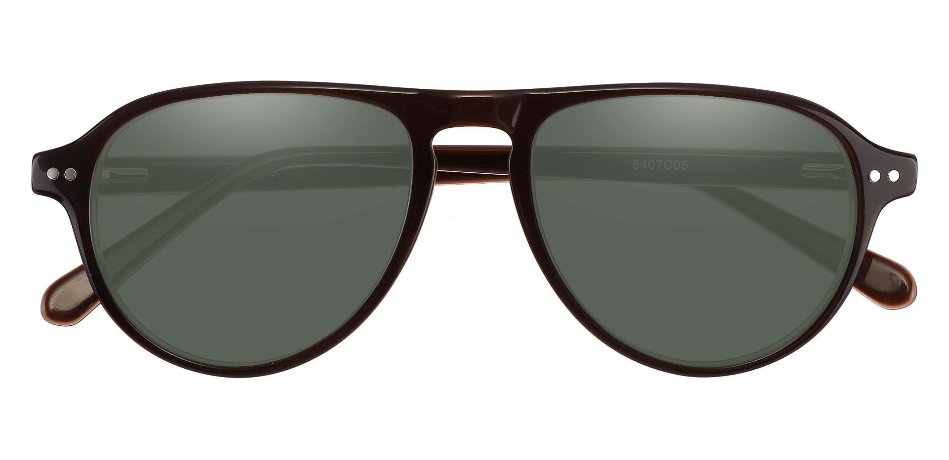 Durham Aviator Reading Sunglasses - Brown Frame With Green Lenses
