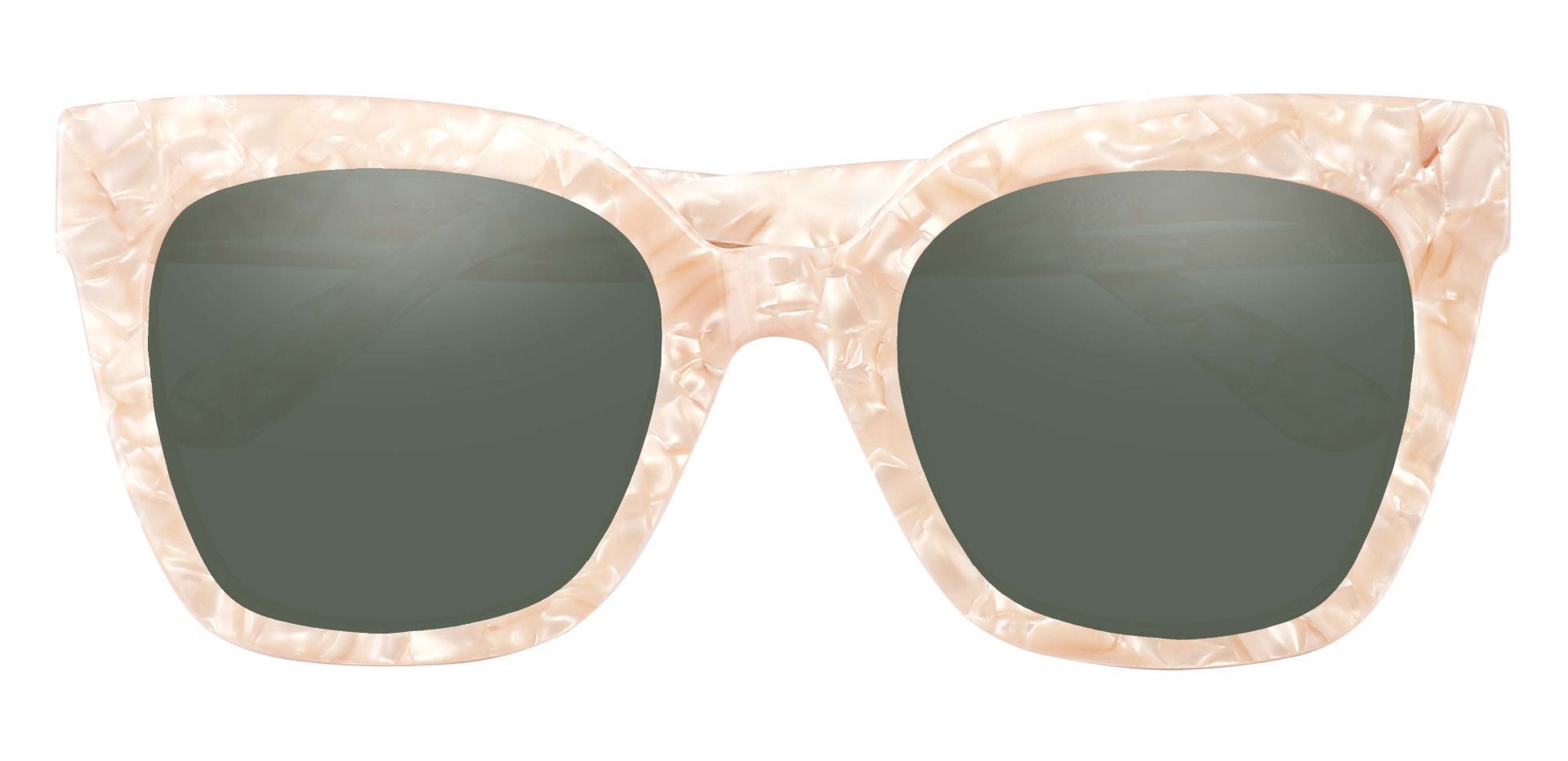 Faith Cat Eye Lined Bifocal Sunglasses - White Frame With Green Lenses