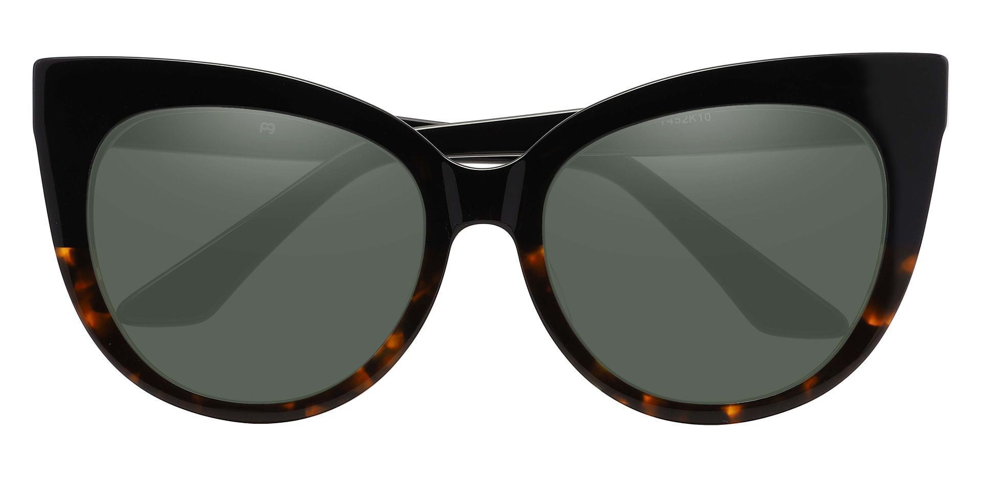 Sedalia Cat Eye Progressive Sunglasses - Black Frame With Green Lenses