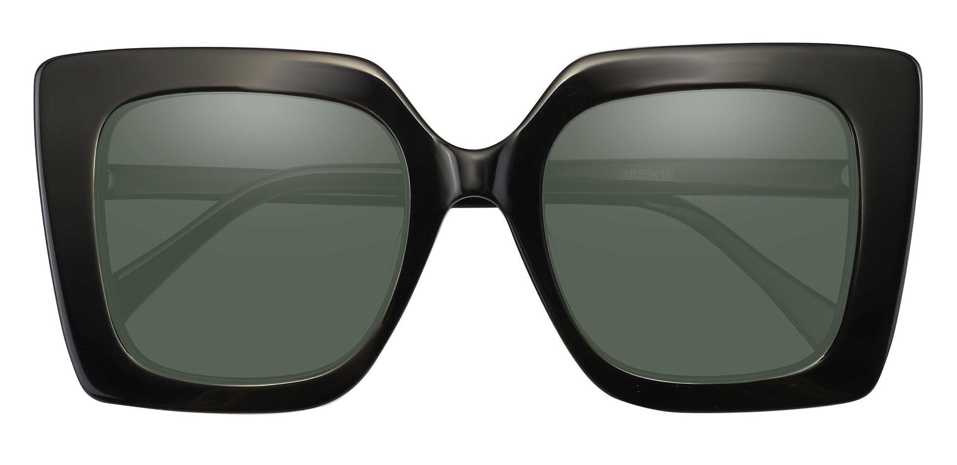 Rowland Square Reading Sunglasses - Black Frame With Green Lenses