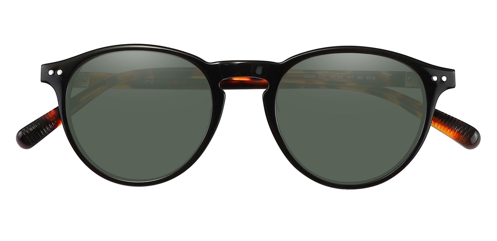 Monarch Oval Prescription Sunglasses - Black Frame With Green Lenses