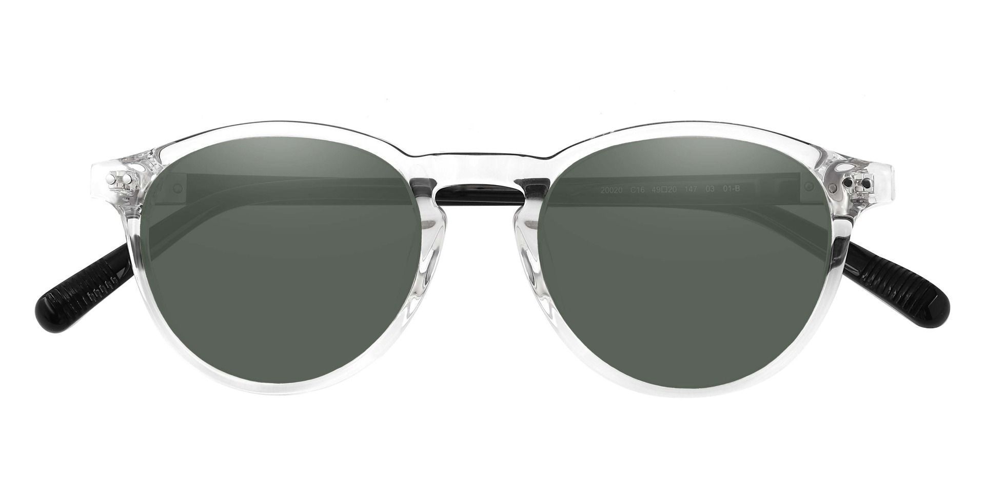 Monarch Oval Non-Rx Sunglasses - Clear Frame With Green Lenses