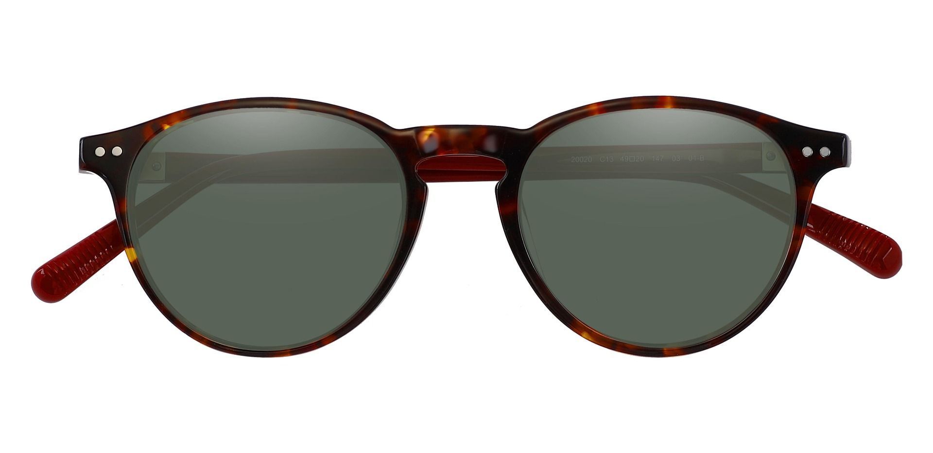 Monarch Oval Progressive Sunglasses - Tortoise Frame With Green Lenses