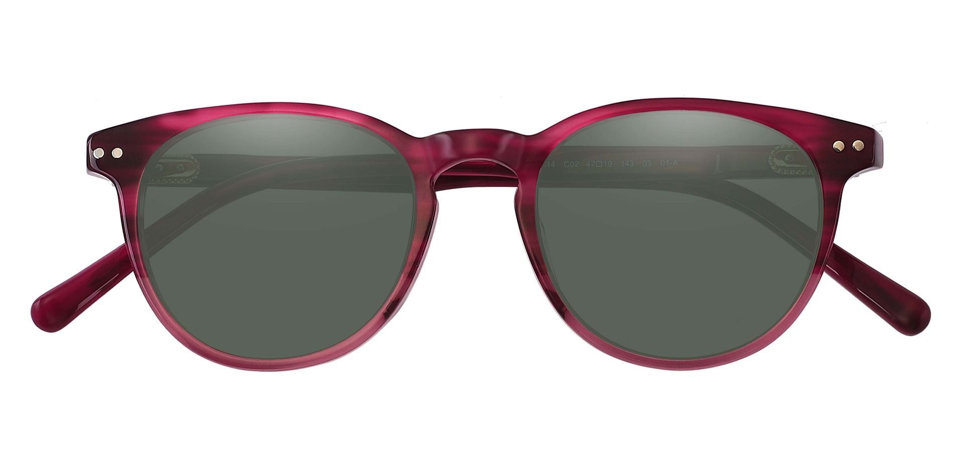 Marianna Oval Lined Bifocal Sunglasses - Red Frame With Green Lenses