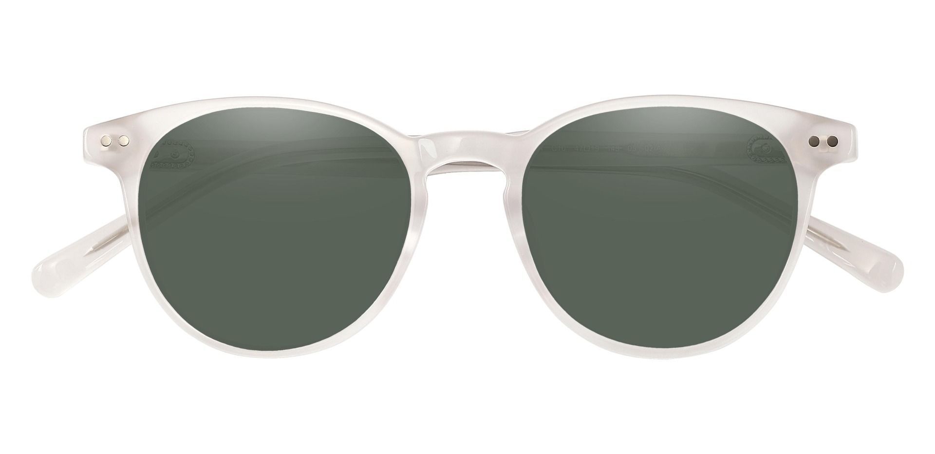 Marianna Oval Non-Rx Sunglasses - White Frame With Green Lenses