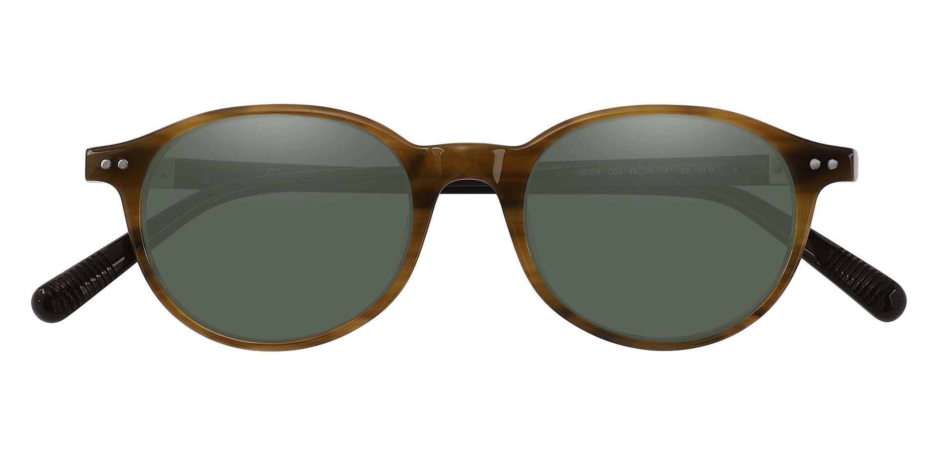 Avon Oval Prescription Sunglasses - Brown Frame With Green Lenses