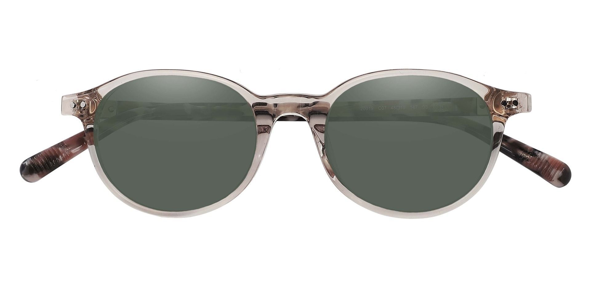 Avon Oval Progressive Sunglasses - Clear Frame With Green Lenses