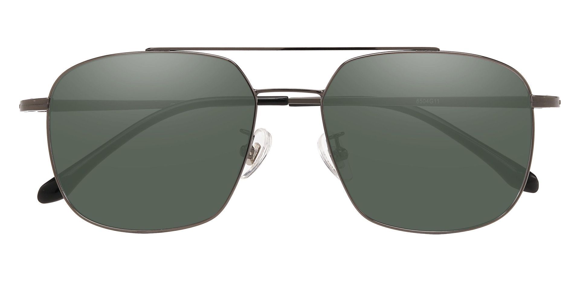 Trevor Aviator Prescription Sunglasses - Gray Frame With Green Lenses