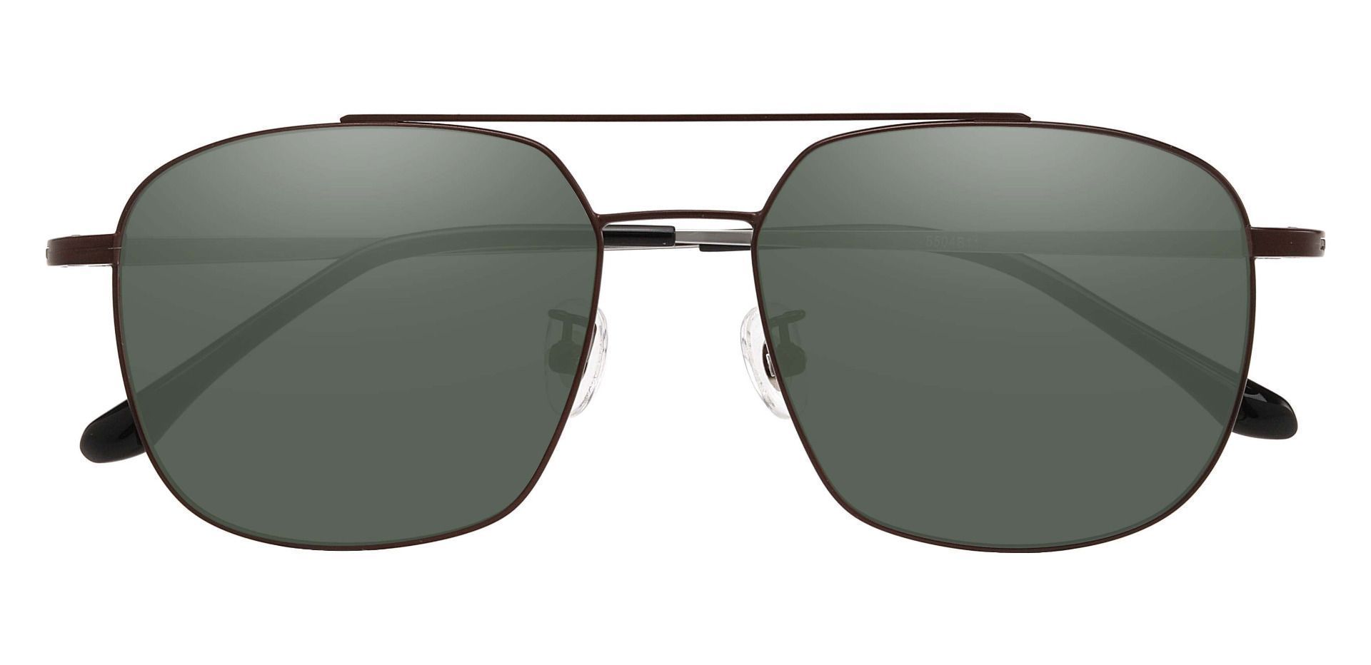 Trevor Aviator Prescription Sunglasses - Brown Frame With Green Lenses