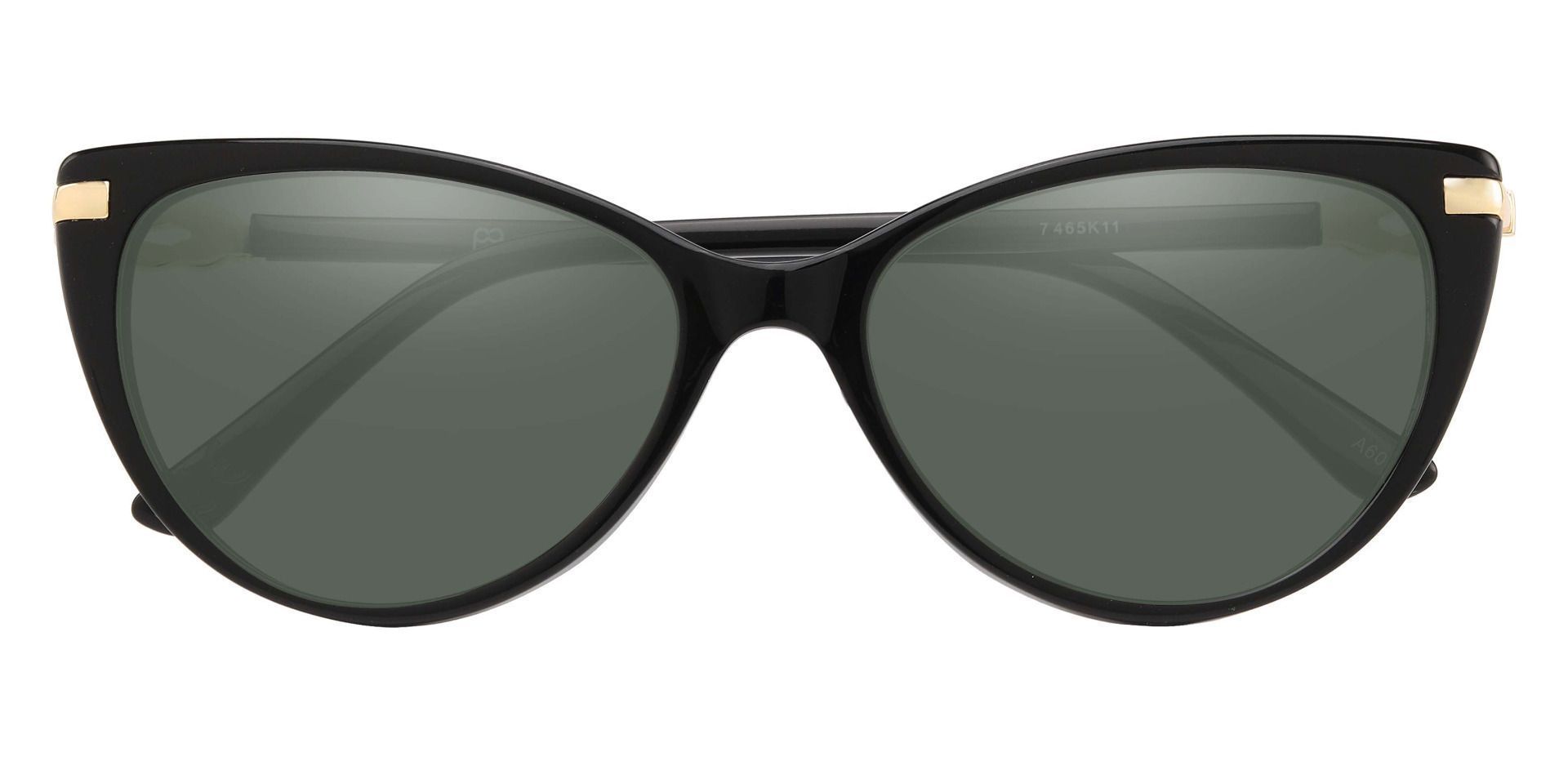 Starla Cat Eye Reading Sunglasses - Black Frame With Green Lenses