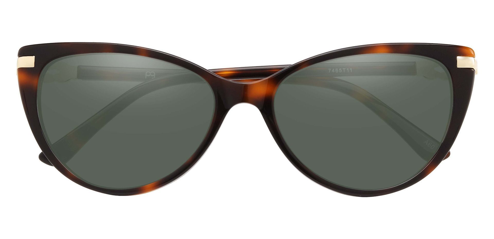 Starla Cat Eye Progressive Sunglasses - Tortoise Frame With Green Lenses