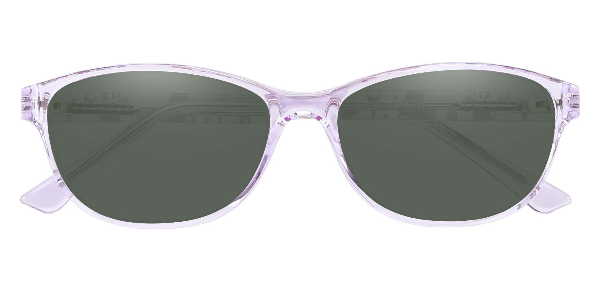 Patsy Oval Non-Rx Sunglasses - Purple Frame With Green Lenses