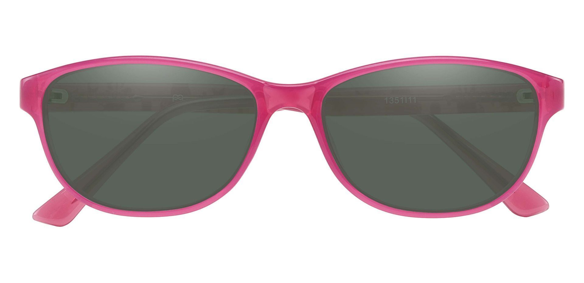Patsy Oval Prescription Sunglasses - Pink Frame With Green Lenses