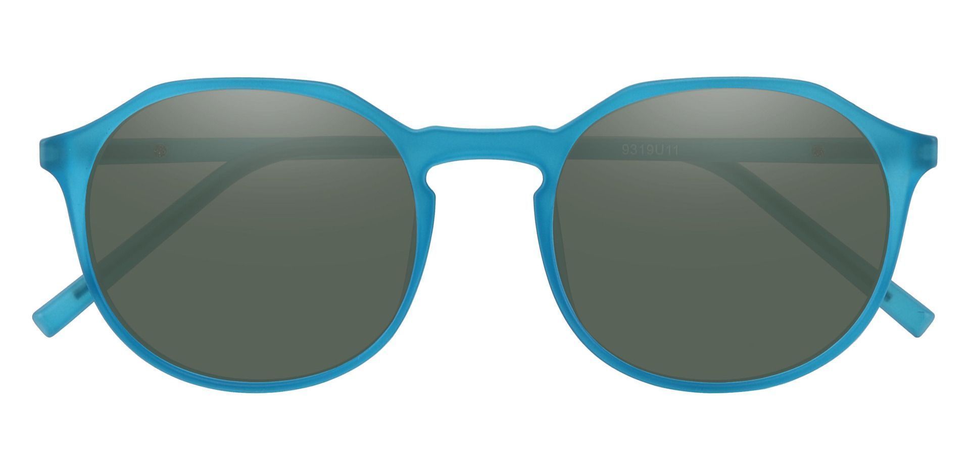 Belvidere Geometric Reading Sunglasses - Blue Frame With Green Lenses