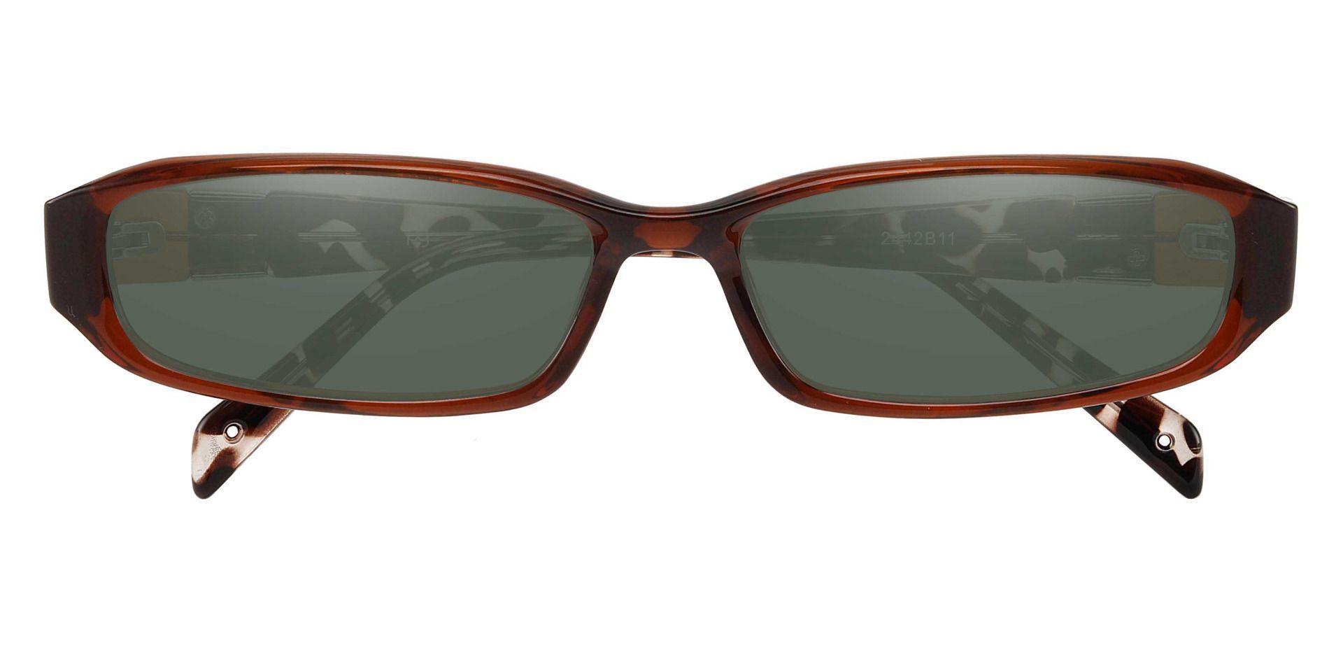 Mulberry Rectangle Non-Rx Sunglasses - Brown Frame With Green Lenses