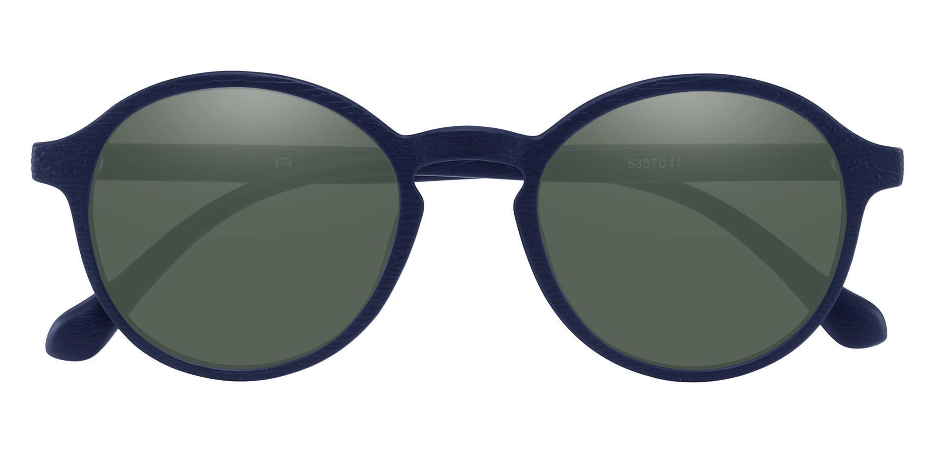Whitney Round Prescription Sunglasses - Blue Frame With Green Lenses
