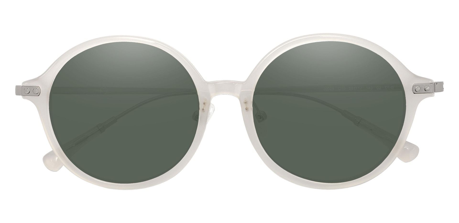 Princeton Round Non-Rx Sunglasses - Clear Frame With Green Lenses