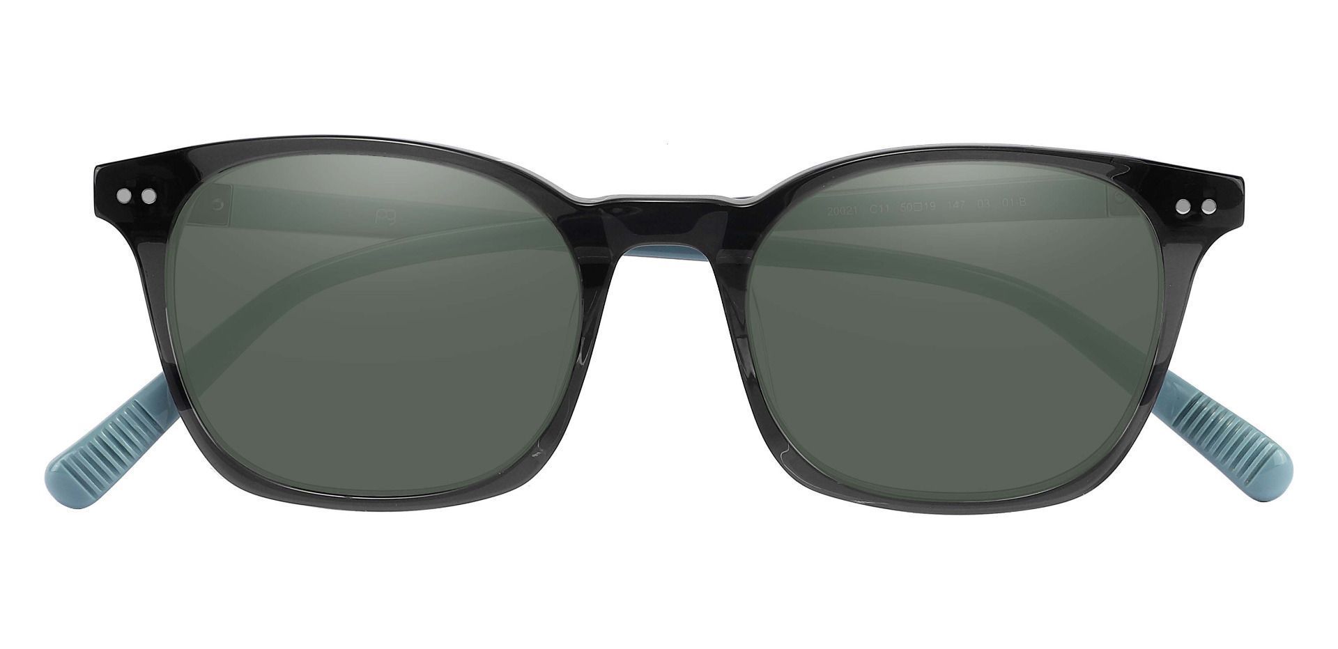Alonzo Square Lined Bifocal Sunglasses - Gray Frame With Green Lenses