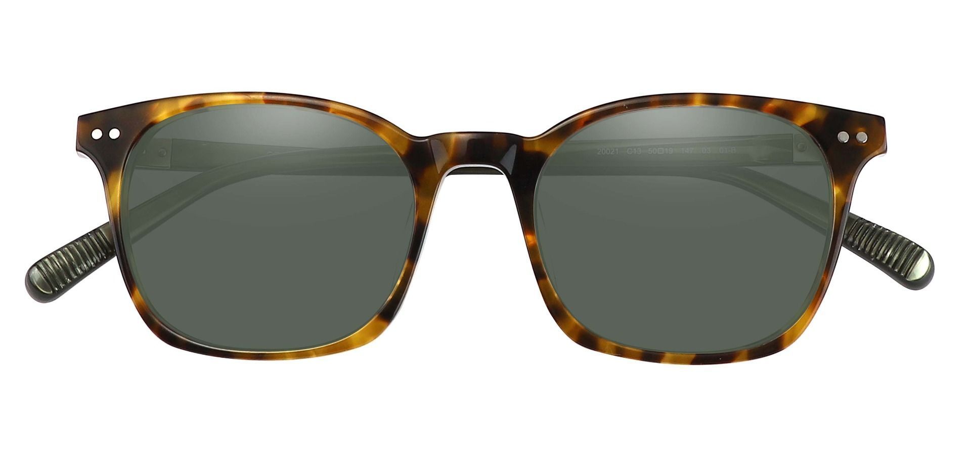 Alonzo Square Reading Sunglasses - Tortoise Frame With Green Lenses