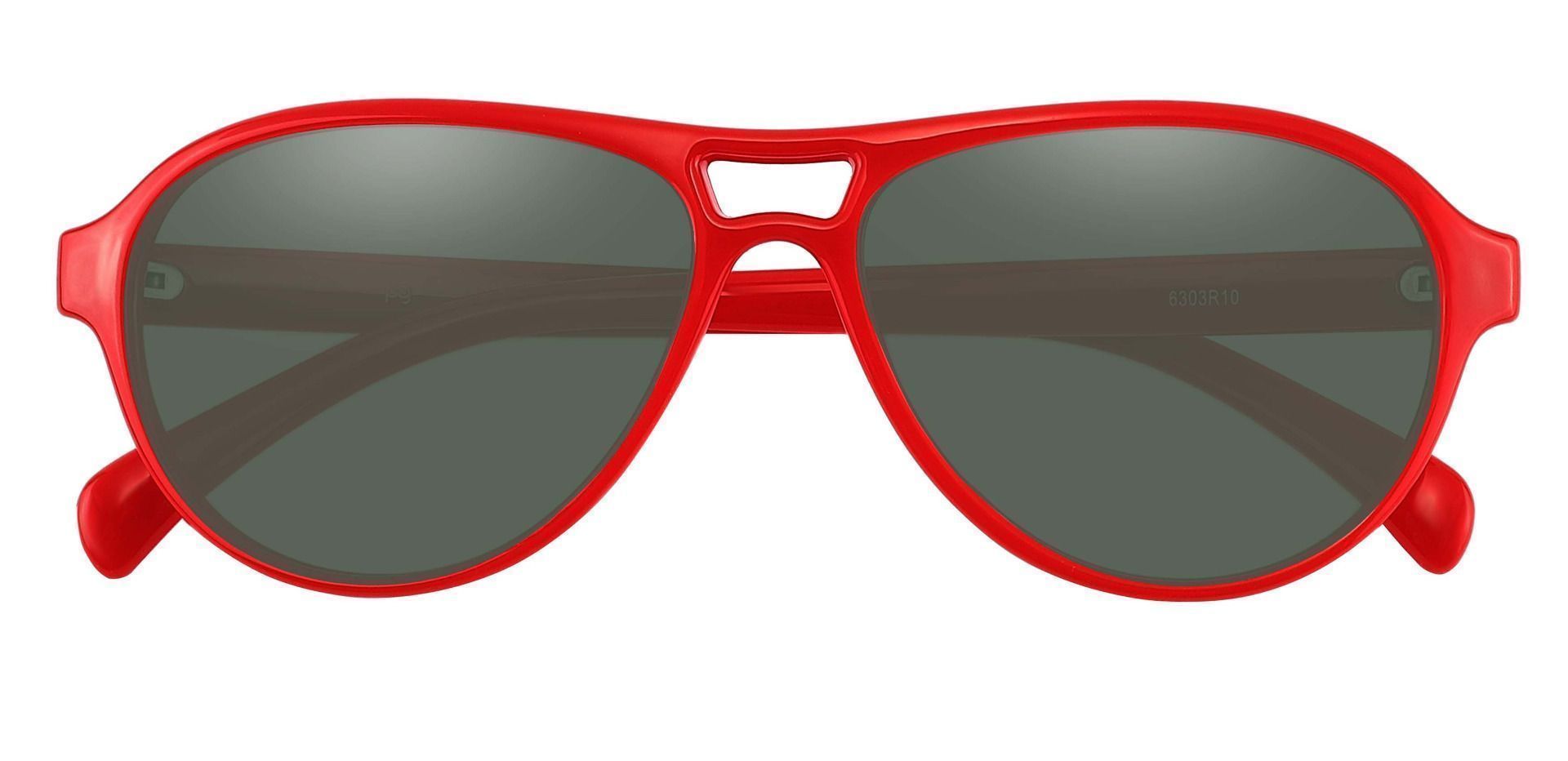 Sosa Aviator Lined Bifocal Sunglasses - Red Frame With Green Lenses
