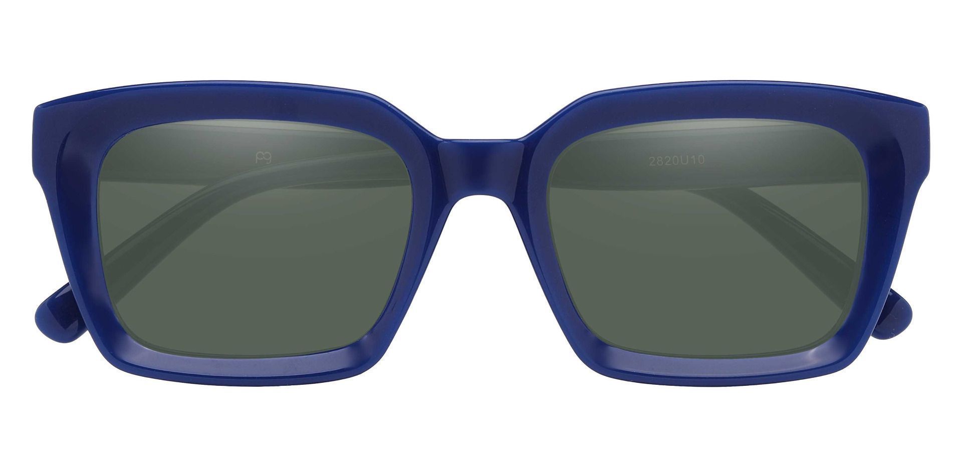 Unity Rectangle Prescription Sunglasses - Blue Frame With Green Lenses