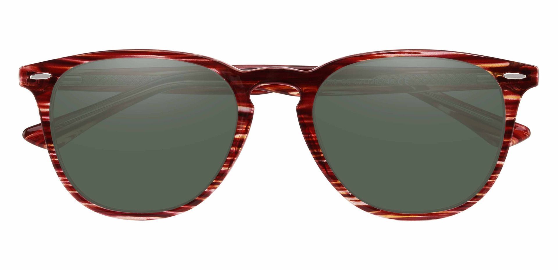 Sycamore Oval Lined Bifocal Sunglasses - Red Frame With Green Lenses