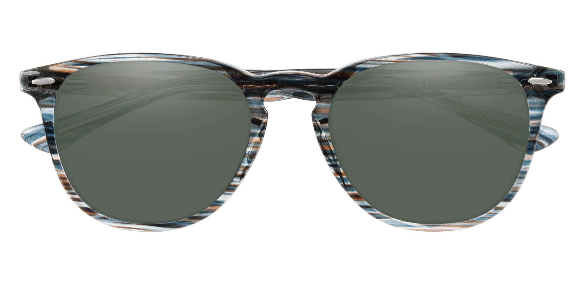 Sycamore Oval Prescription Sunglasses - Blue Frame With Green Lenses