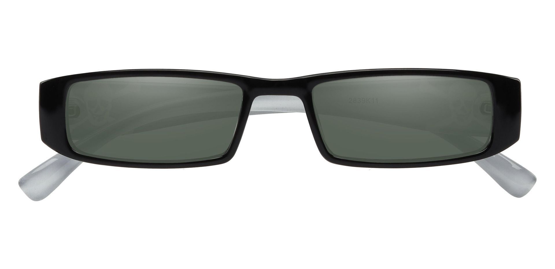 Buccaneer Rectangle Reading Sunglasses - Black Frame With Green Lenses