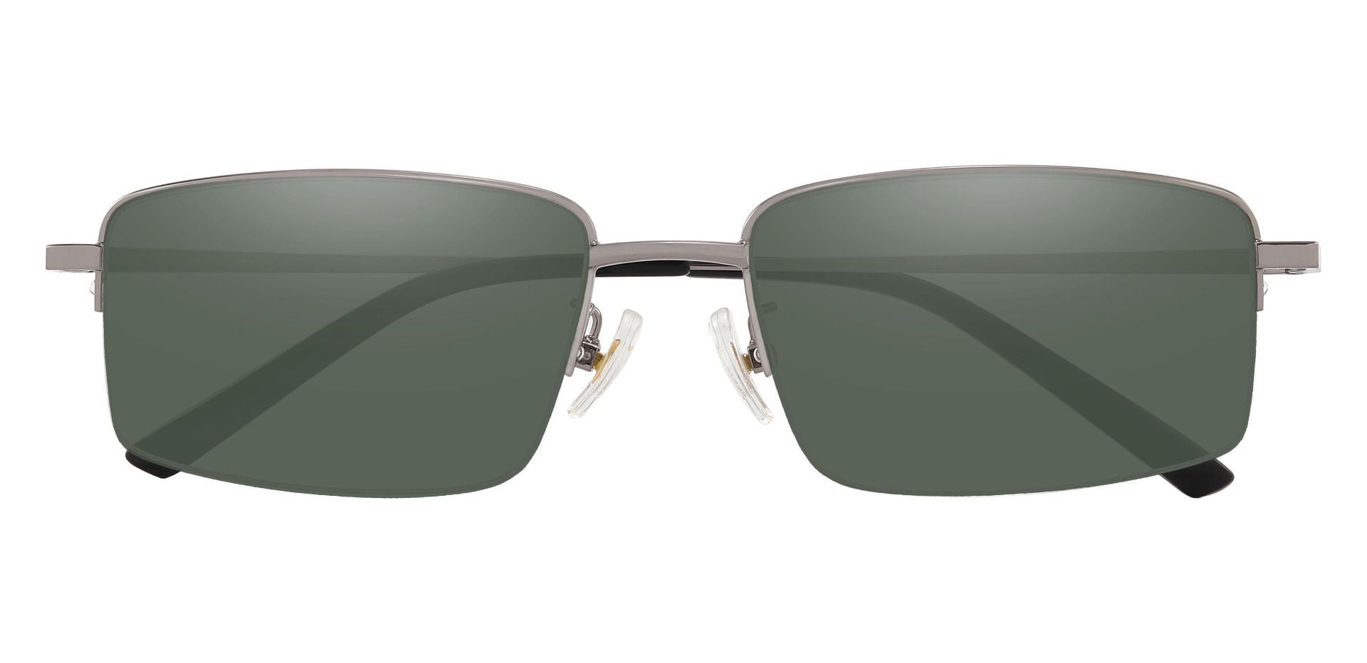 Wayne Rectangle Prescription Sunglasses - Gray Frame With Green Lenses