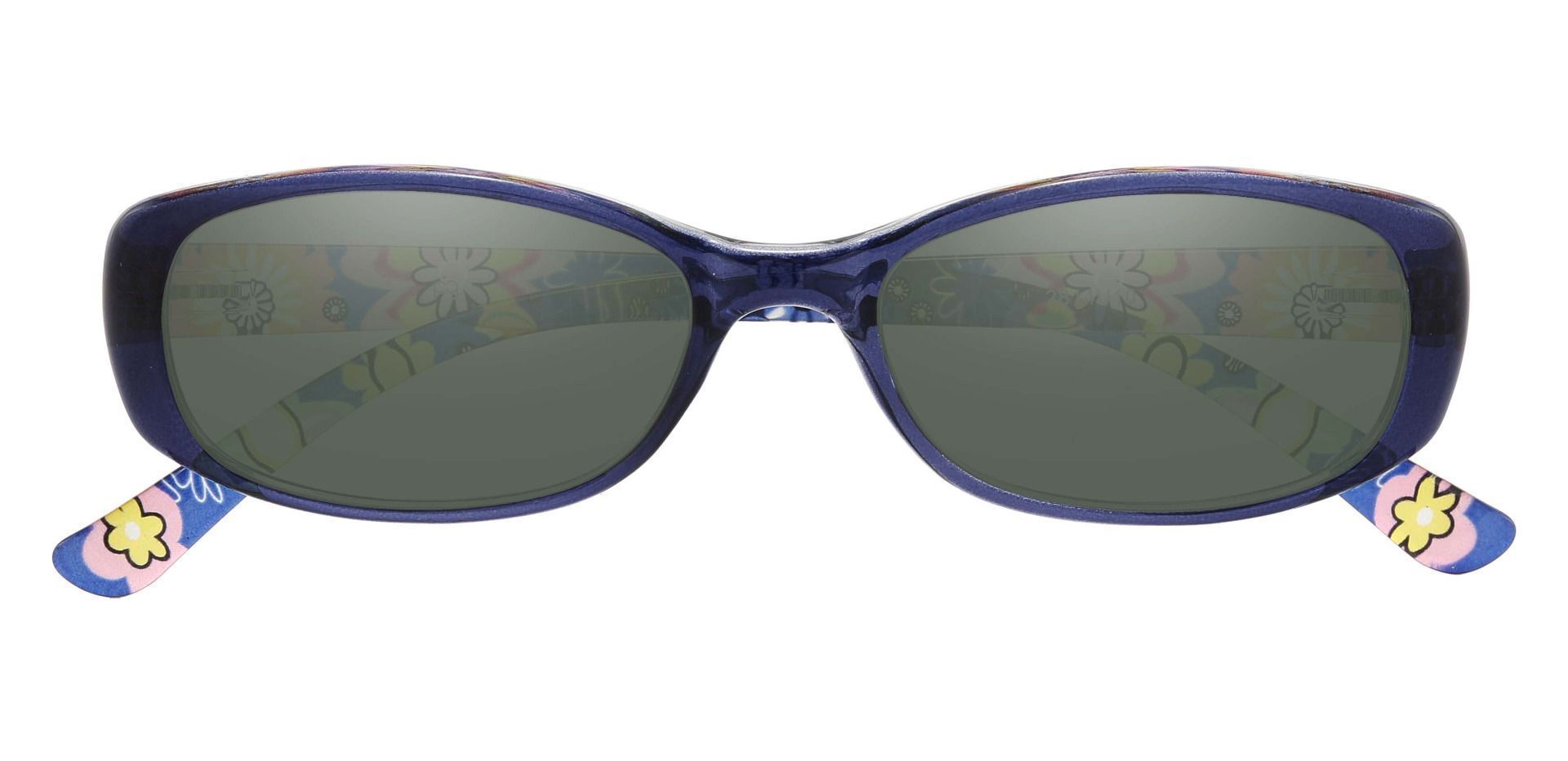 Bethesda Rectangle Reading Sunglasses - Blue Frame With Green Lenses