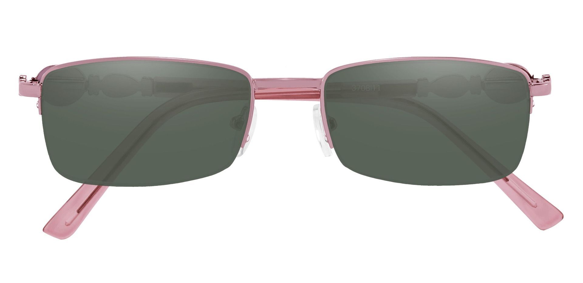 Crowley Rectangle Non-Rx Sunglasses - Pink Frame With Green Lenses
