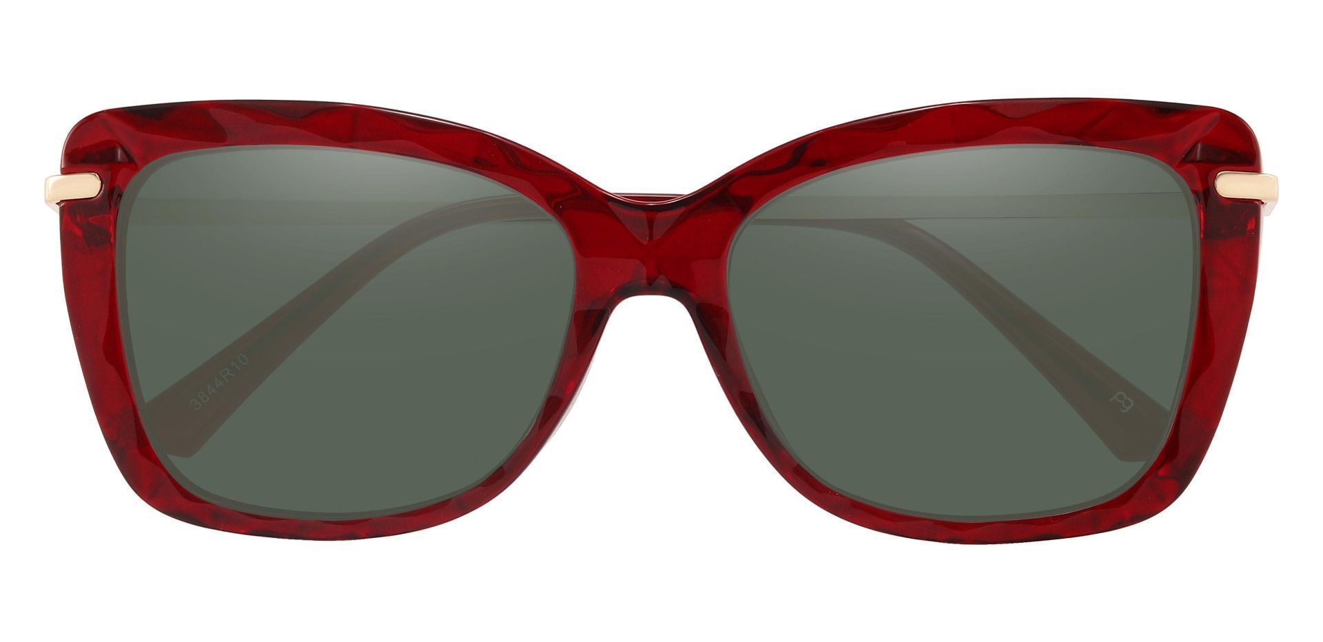 Shoshanna Rectangle Reading Sunglasses - Red Frame With Green Lenses