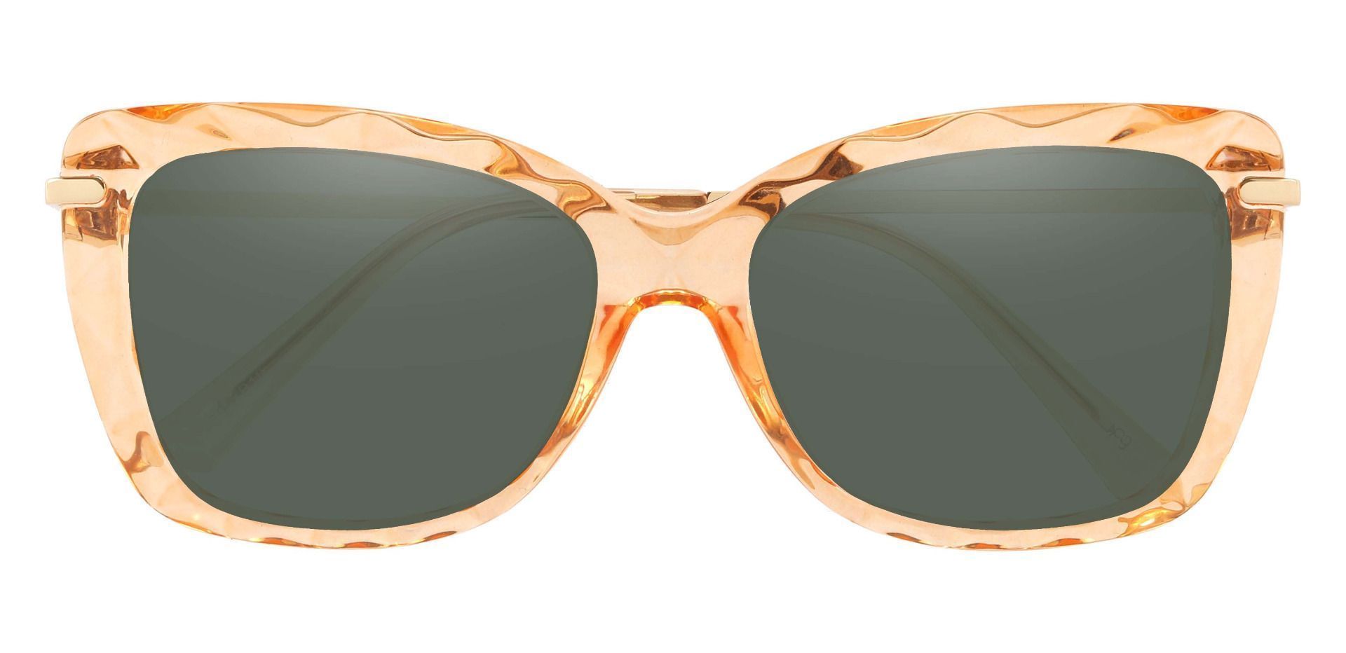 Shoshanna Rectangle Prescription Sunglasses - Brown Frame With Green Lenses