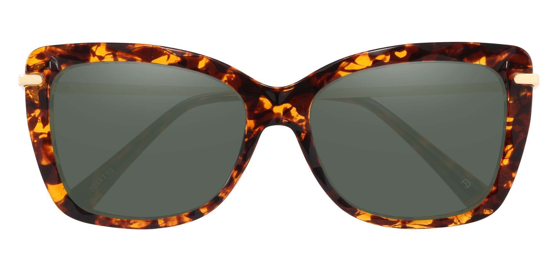 Shoshanna Rectangle Non-Rx Sunglasses - Tortoise Frame With Green Lenses