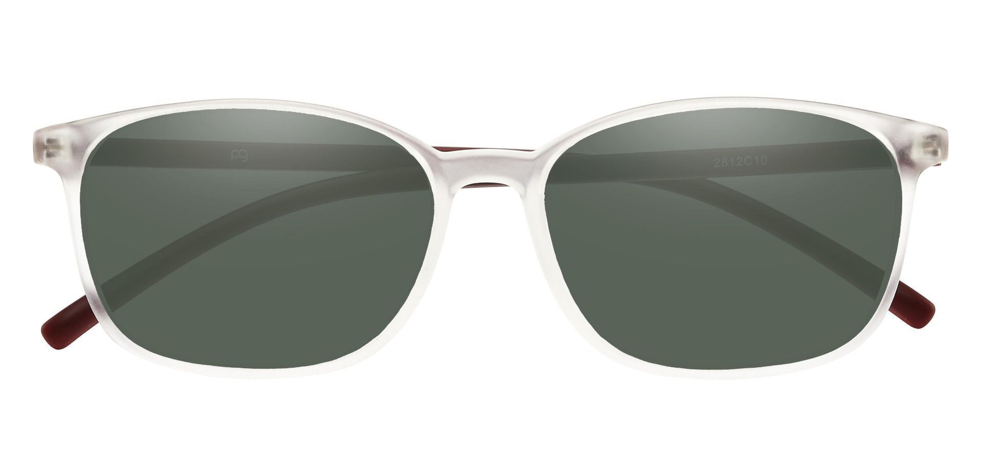 Onyx Square Non-Rx Sunglasses - Clear Frame With Green Lenses