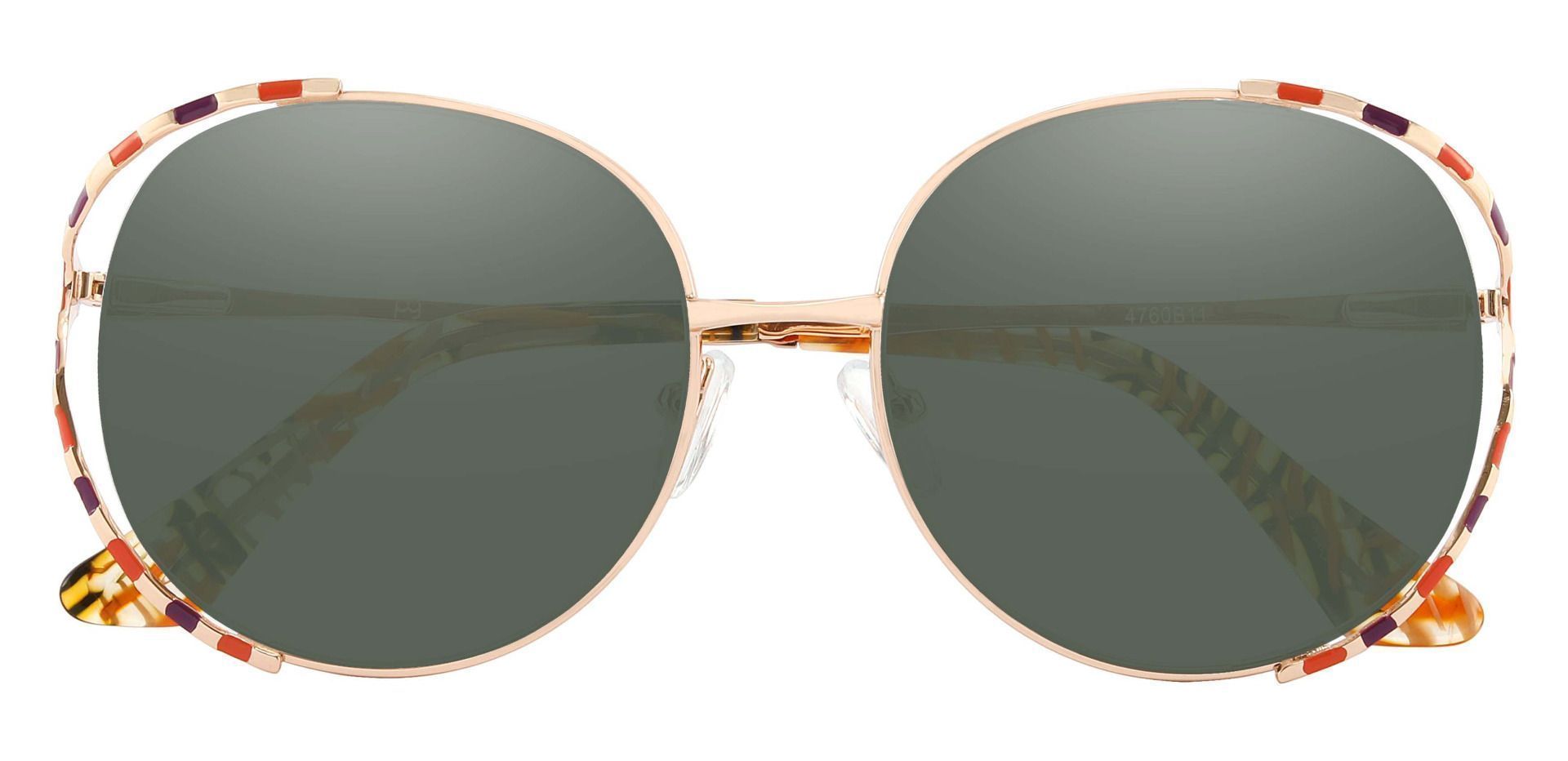 Dorothy Oval Non-Rx Sunglasses - Brown Frame With Green Lenses