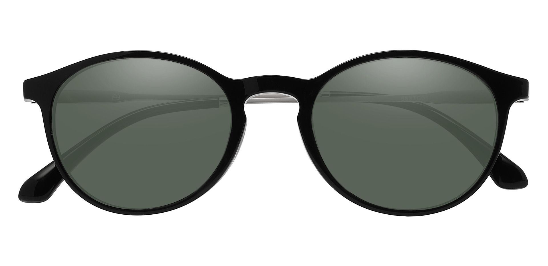 Felton Oval Non-Rx Sunglasses - Black Frame With Green Lenses