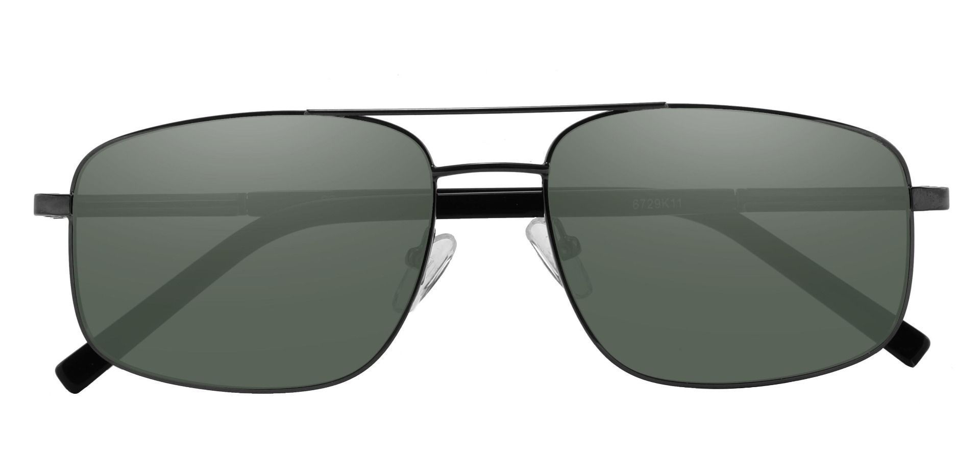 Davenport Aviator Non-Rx Sunglasses - Black Frame With Green Lenses