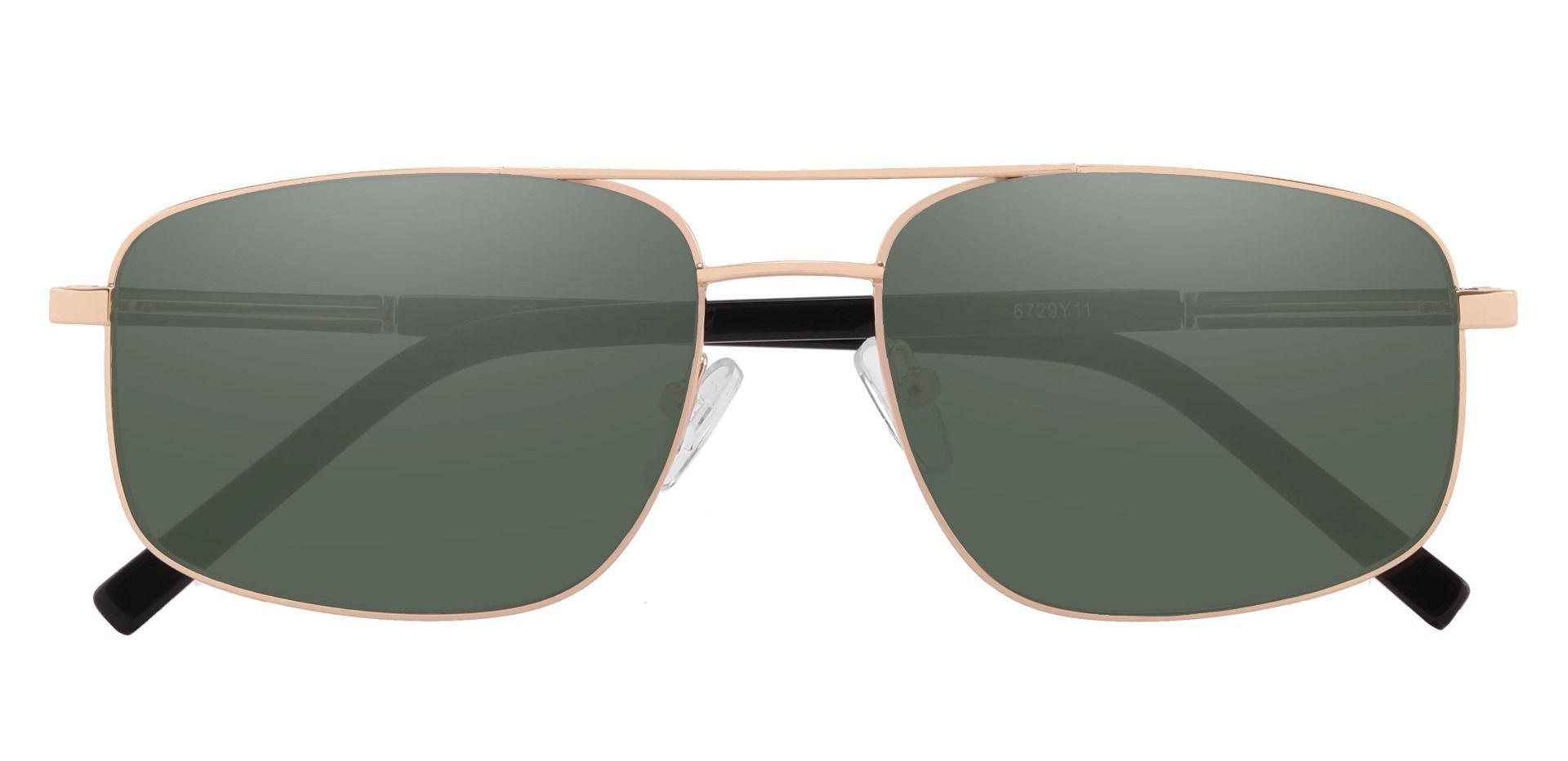 Davenport Aviator Non-Rx Sunglasses - Gold Frame With Green Lenses