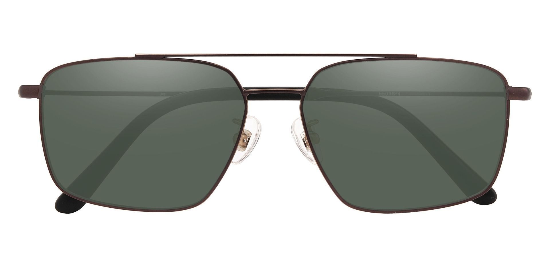 Barlow Aviator Lined Bifocal Sunglasses - Brown Frame With Green Lenses