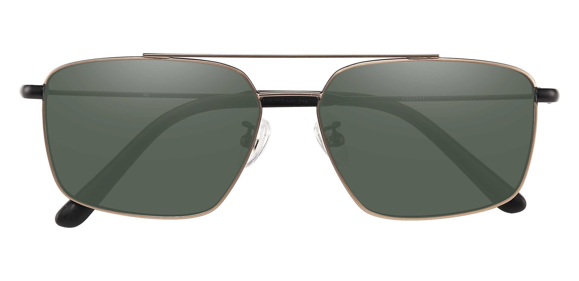 Barlow Aviator Non-Rx Sunglasses - Gold Frame With Green Lenses