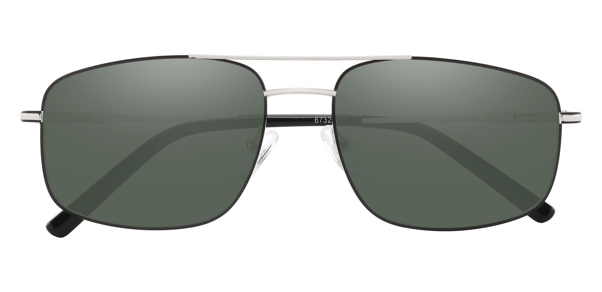 Turner Aviator Non-Rx Sunglasses - Silver Frame With Green Lenses
