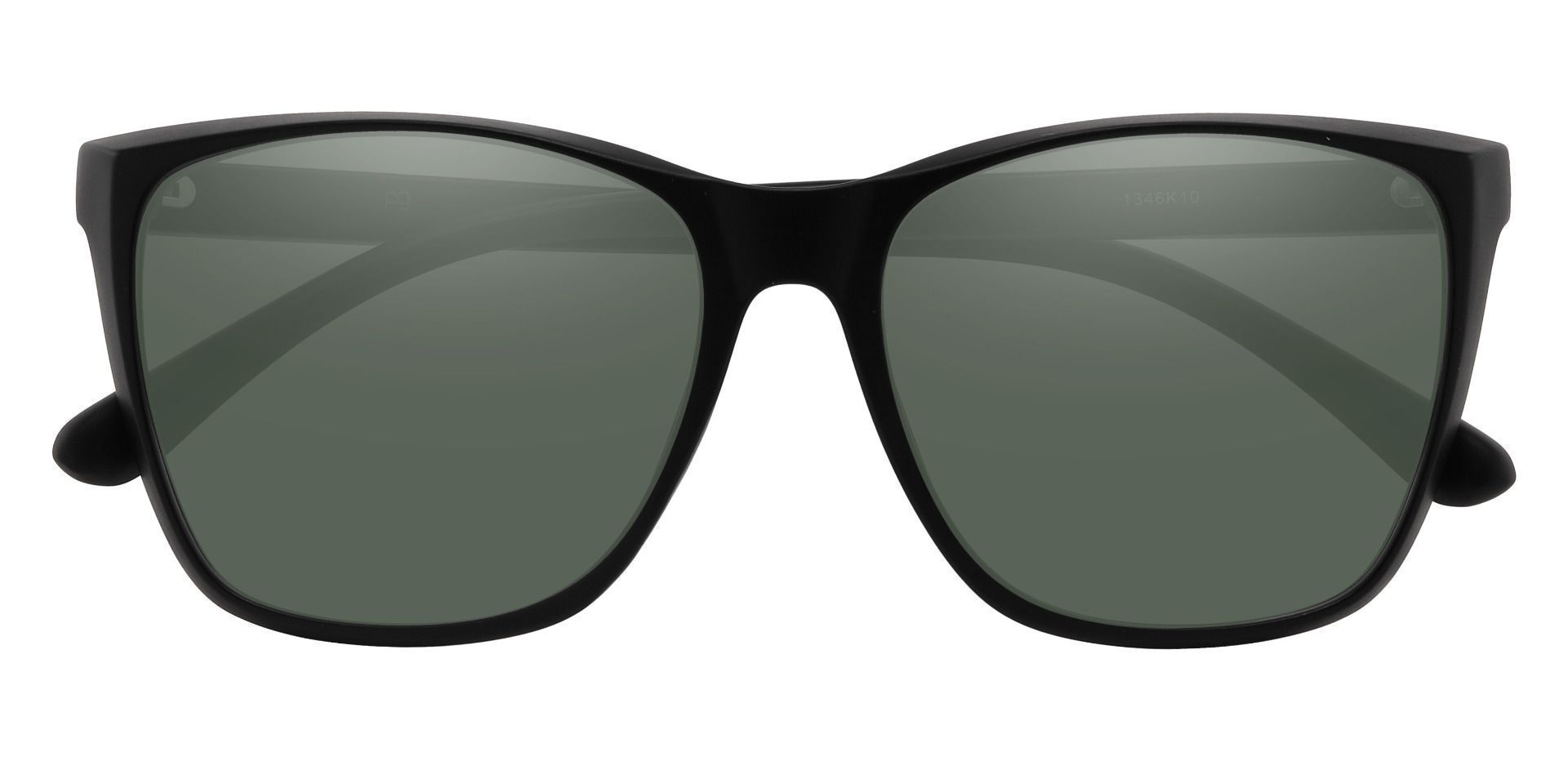 Taryn Square Prescription Sunglasses - Black Frame With Green Lenses