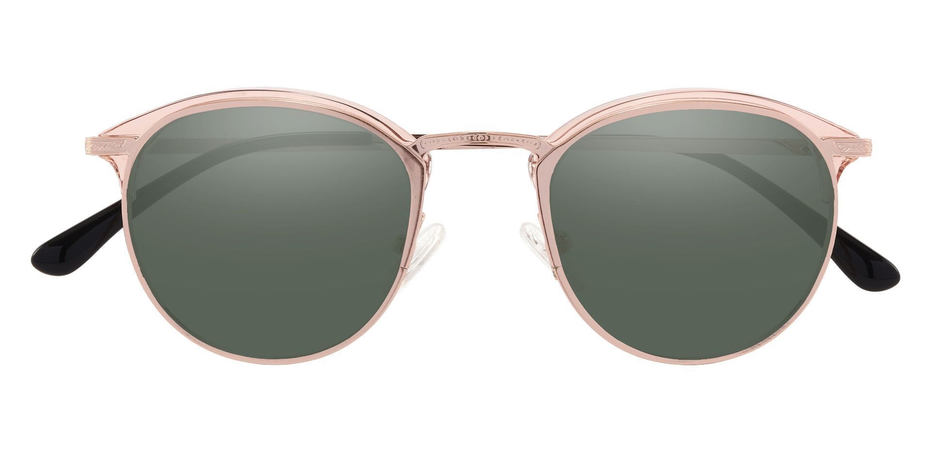 Shultz Browline Prescription Sunglasses Rose Gold Frame With Green Lenses Women S Sunglasses