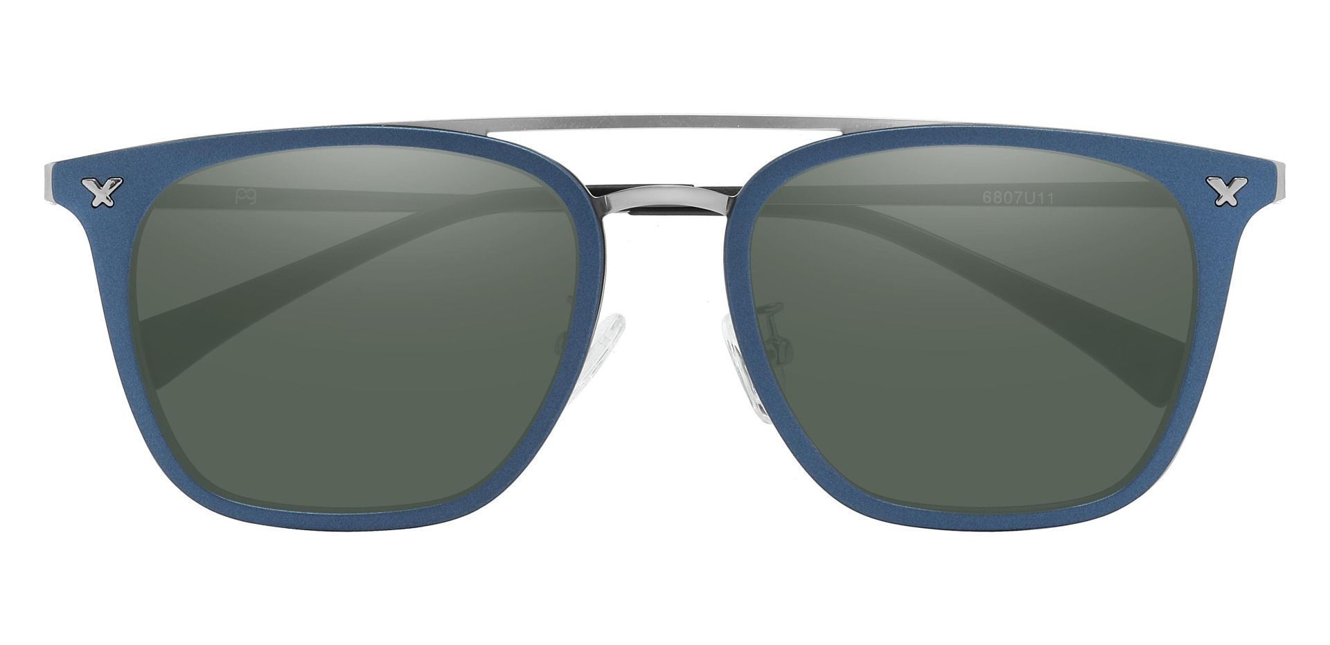 Francois Aviator Prescription Sunglasses - Blue Frame With Green Lenses