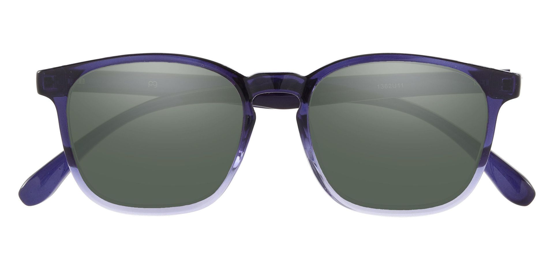 Gateway Square Reading Sunglasses - Blue Frame With Green Lenses