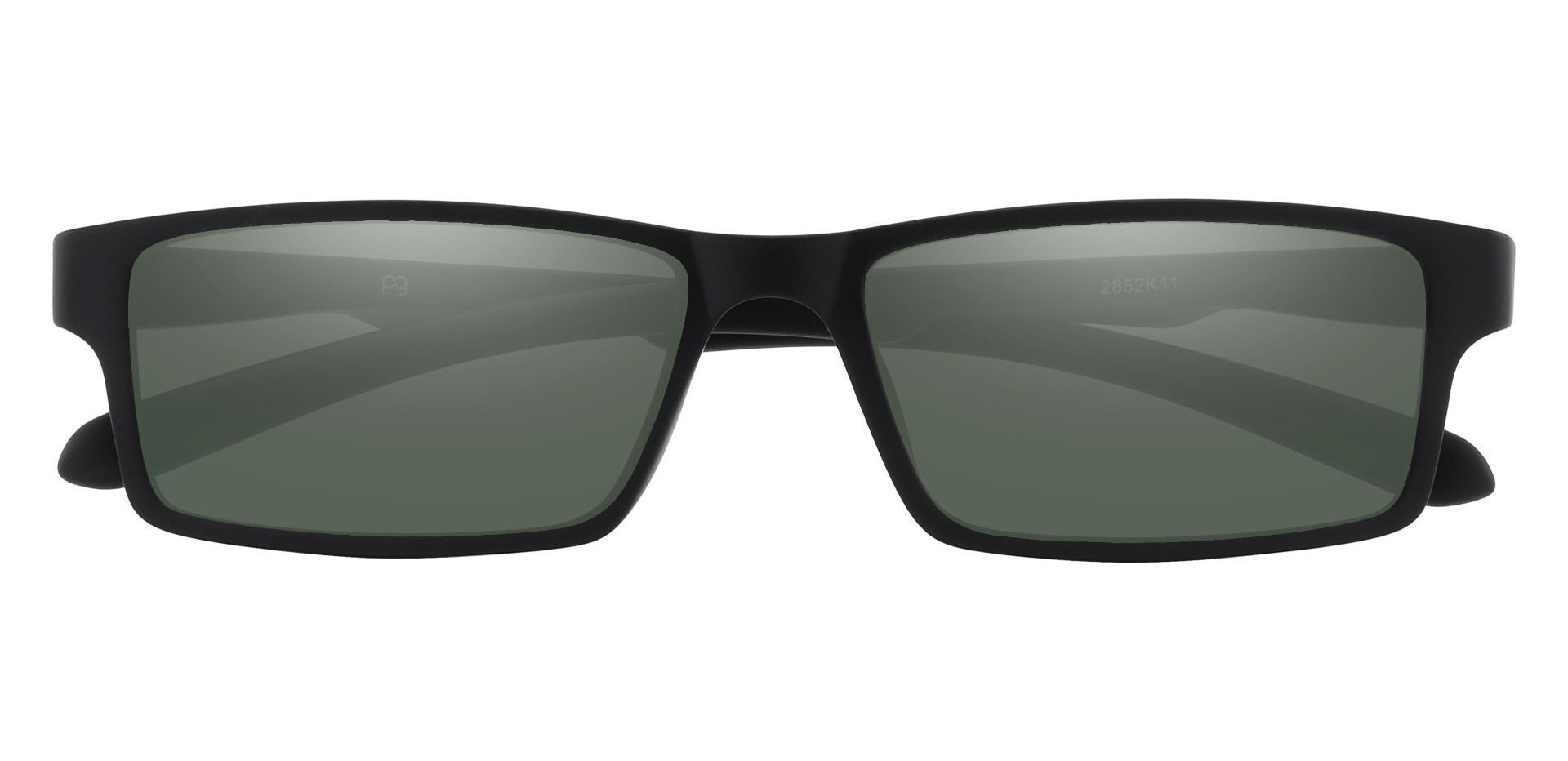 Walsh Rectangle Prescription Sunglasses - Black Frame With Green Lenses