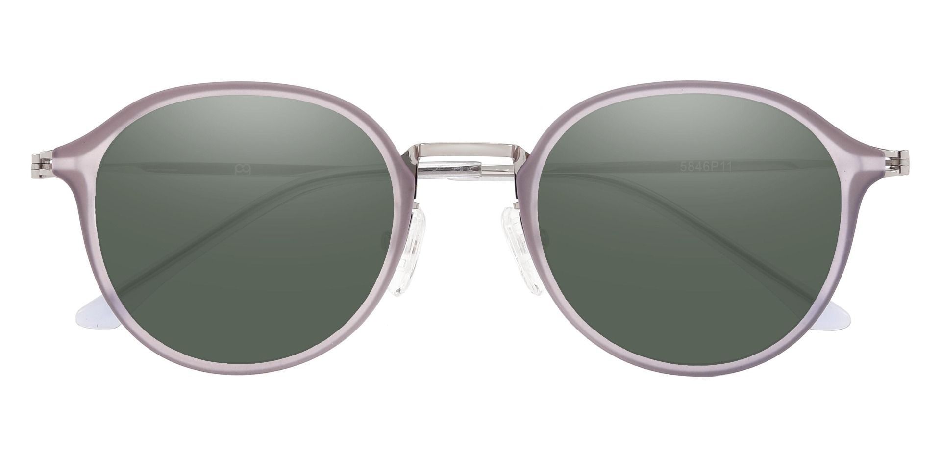 Billings Round Non-Rx Sunglasses - Purple Frame With Green Lenses